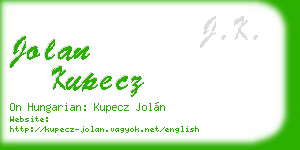 jolan kupecz business card